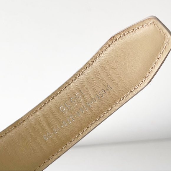 Gucci yellow patent leather square G logo leather small belt - Picture 8 of 9